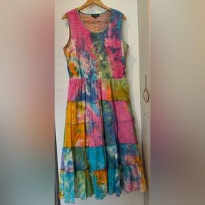 Papa women’s 100% Cotton tie dye printed maxi dress size XL as new!